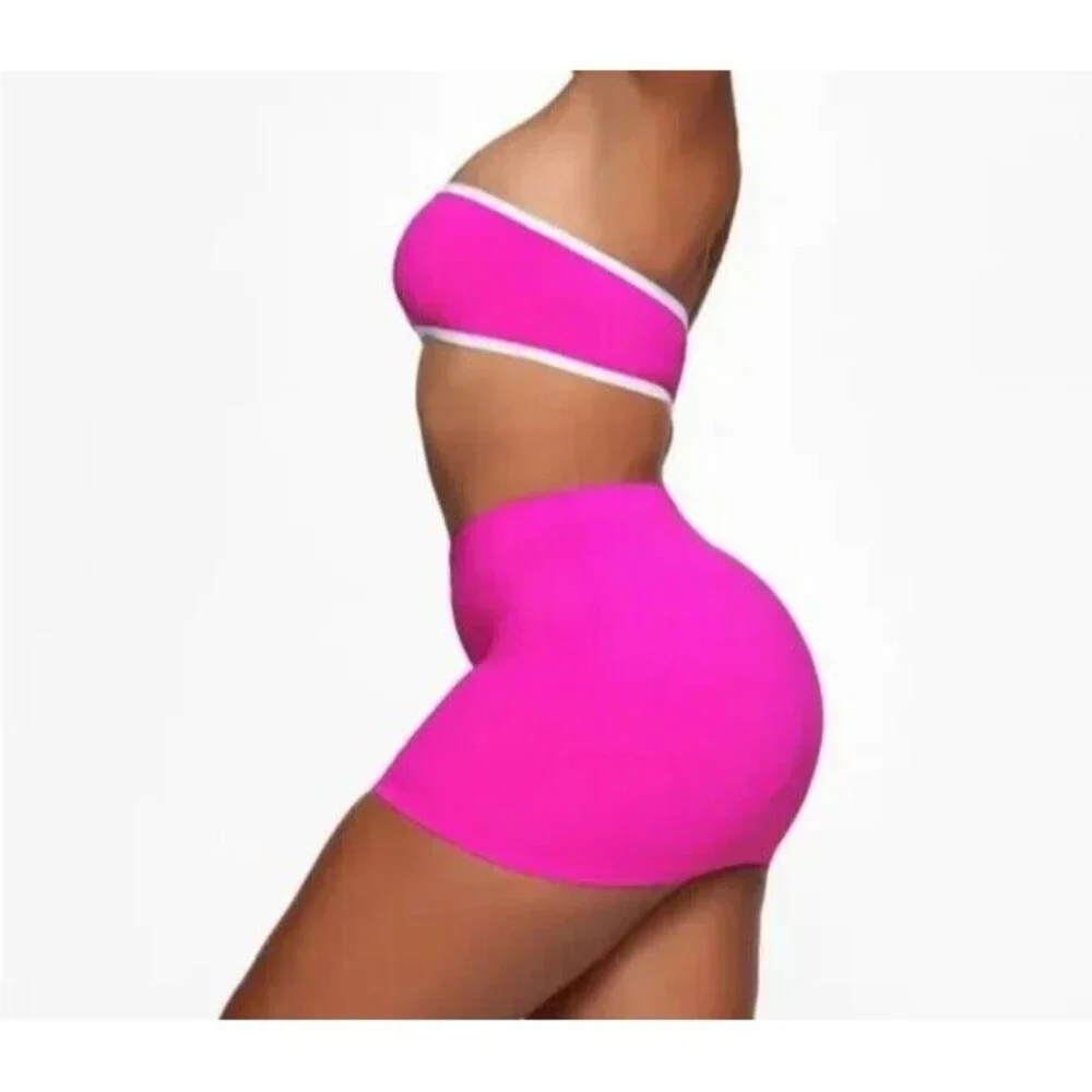 Skims Womens Size XS Sporty Zipper Swim Mini Skirt Hibiscus Pink CU-SKT-3024 NEW